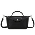 Italian Leather Top Handle Mini Crossbody Shoulder Handbag - BLACK image
