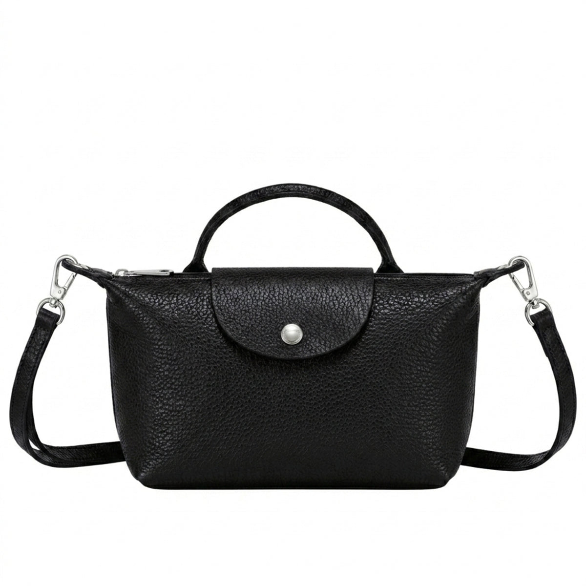 Italian Leather Top Handle Mini Crossbody Shoulder Handbag - BLACK image