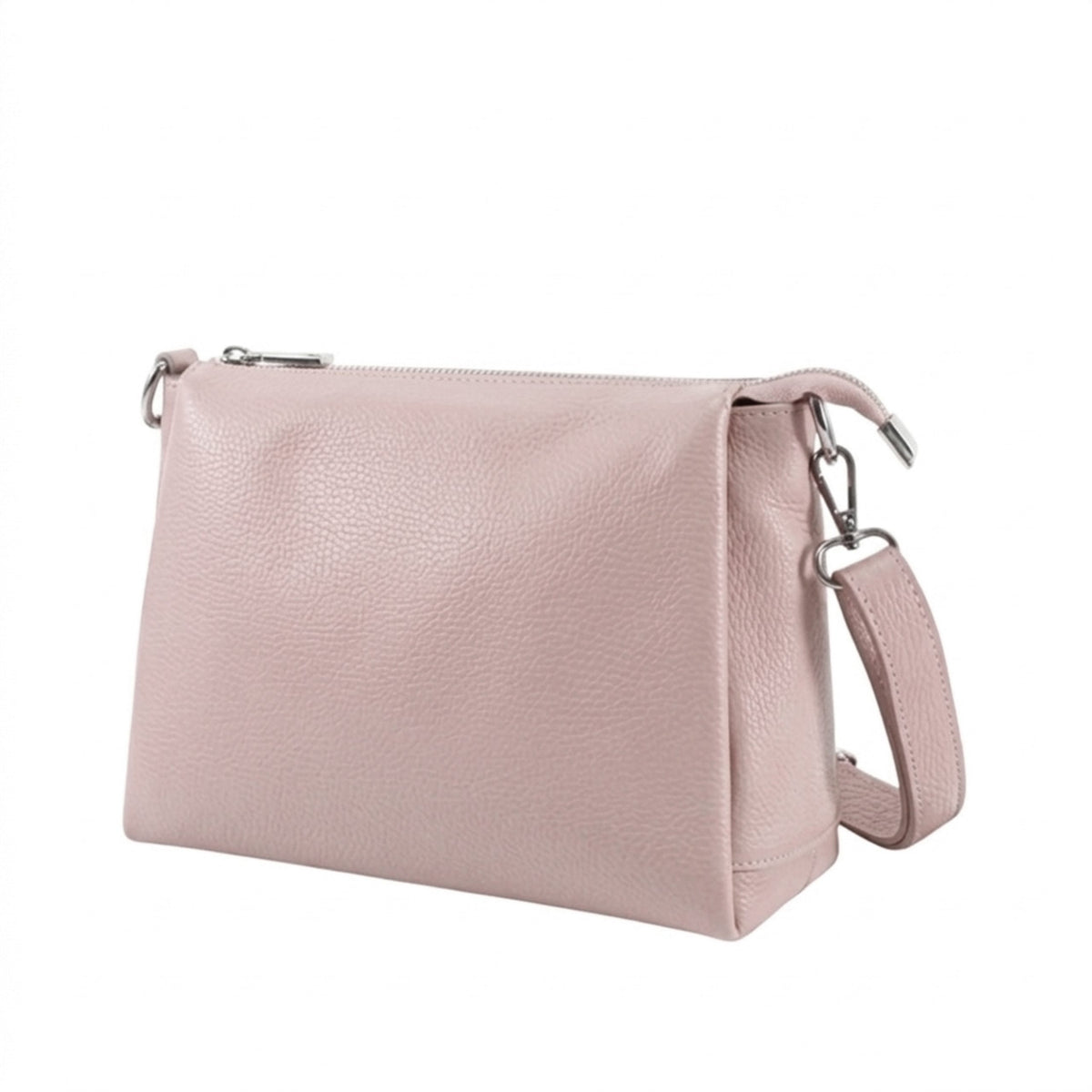 Genuine Leather Multi-Compartment Small Shoulder Handbag - PINK image