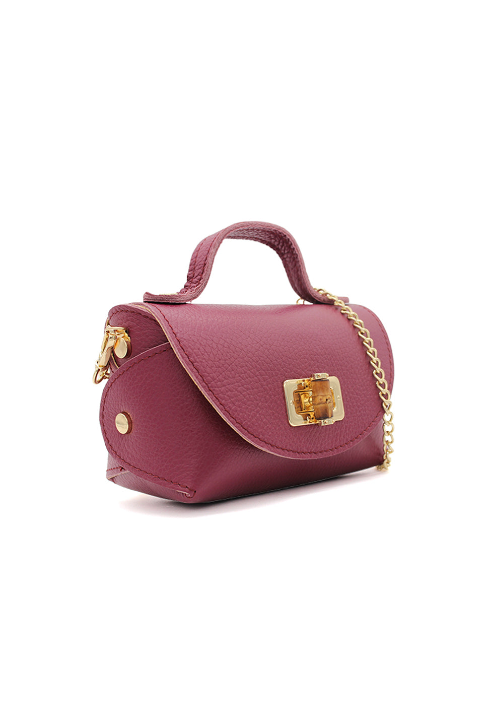 Genuine Italian Leather Crossbody Bag with Chain Strap and Twist Lock Closure image 10