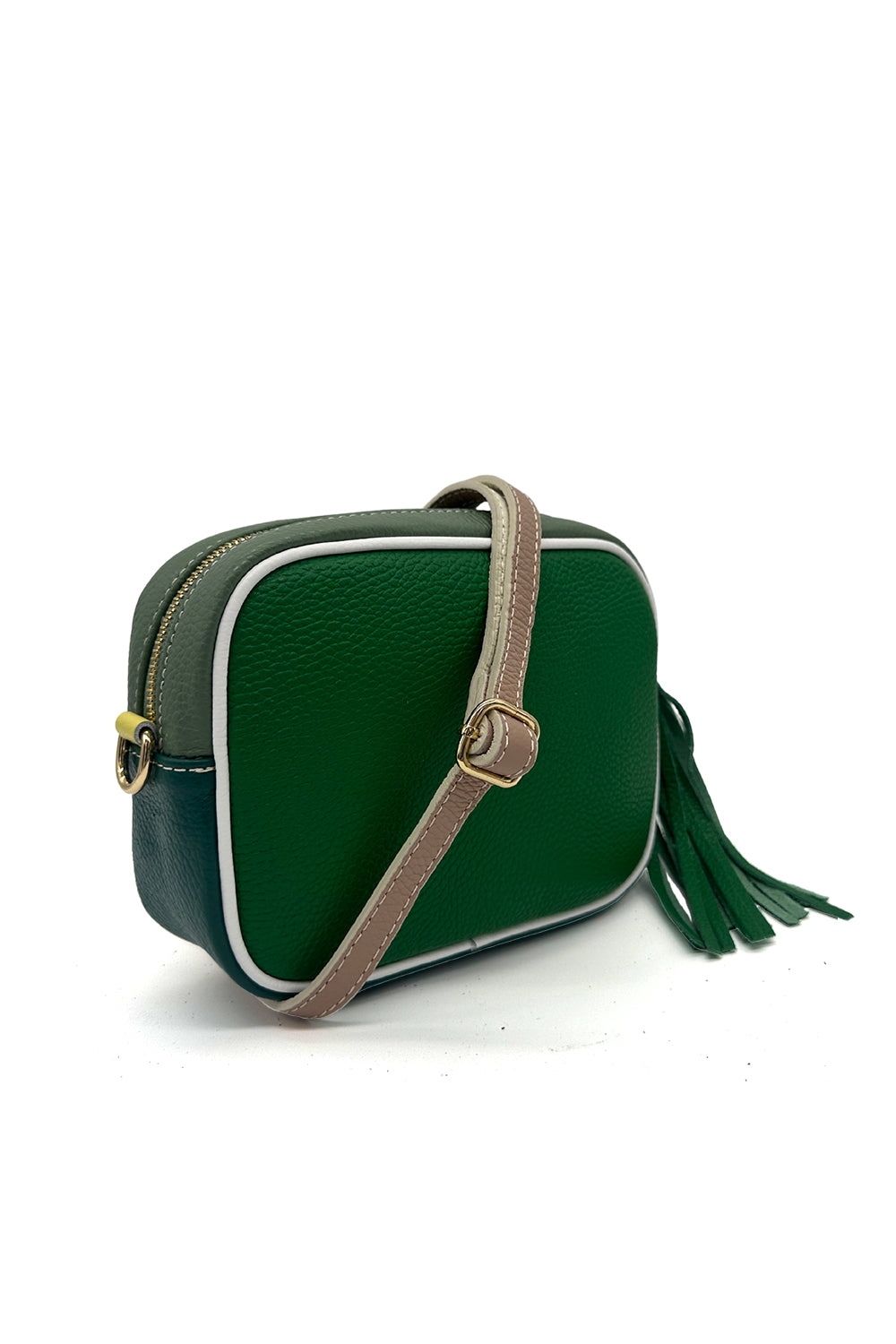 Italian Leather Colorblock Crossbody Camera Bag with Tassel image 12