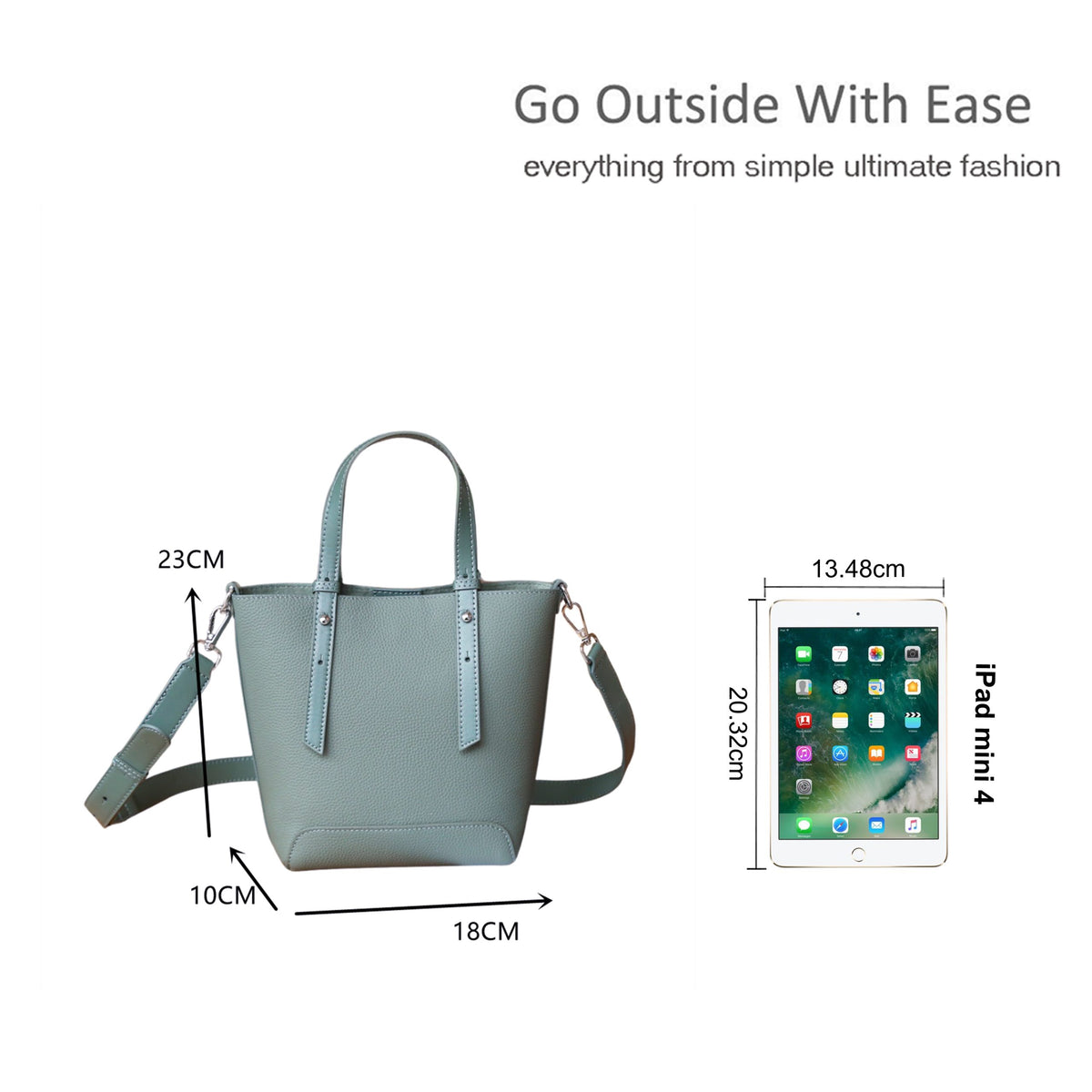 Compact Stylish Genuine Leather Crossbody Tote Bag image 1