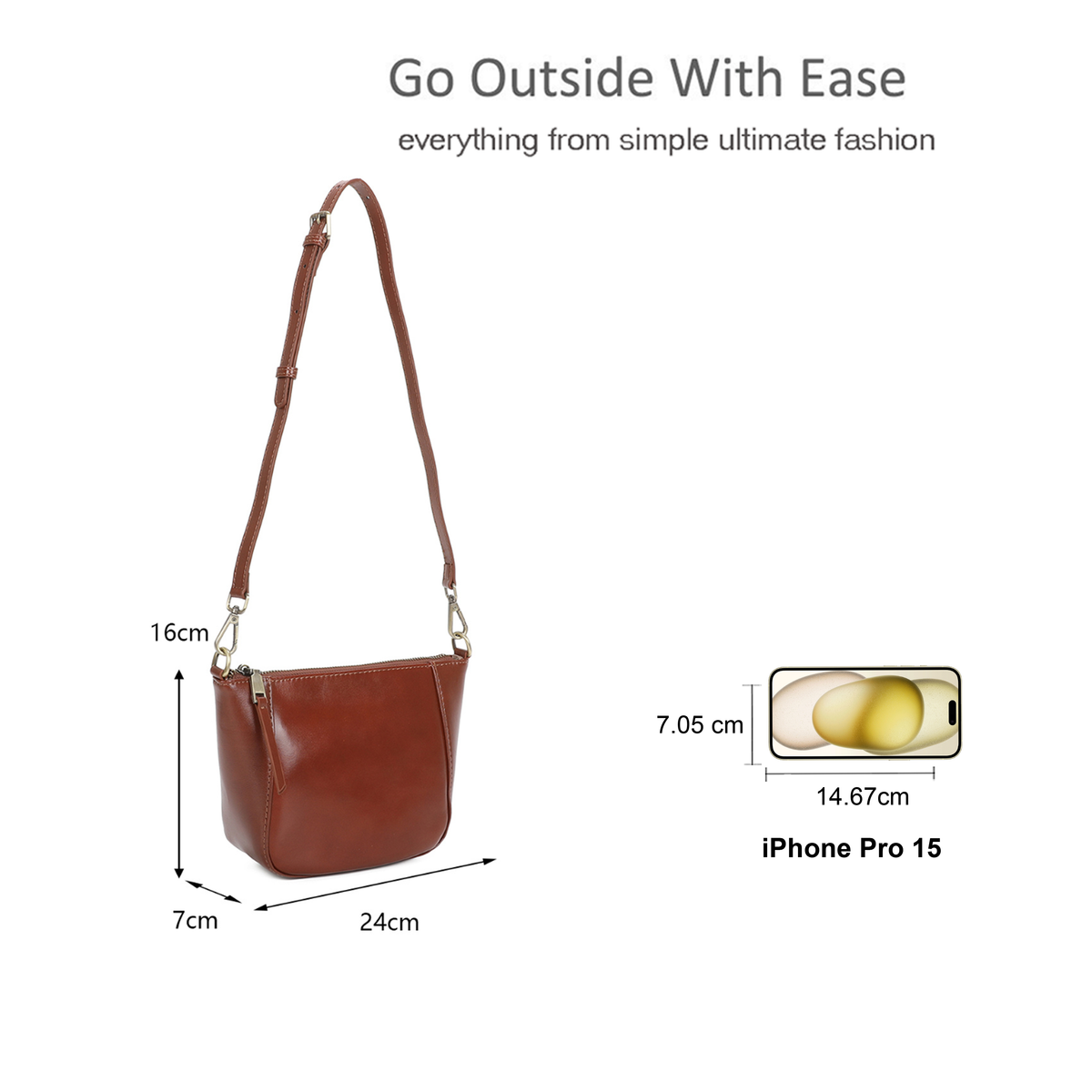 Adjustable Strap Sleek Genuine Leather Crossbody Bag image 1