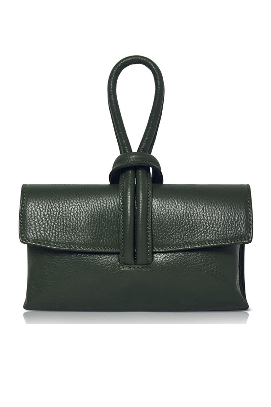 Genuine Italian Leather Small Clutch Crossbody Bag - Dark Green image