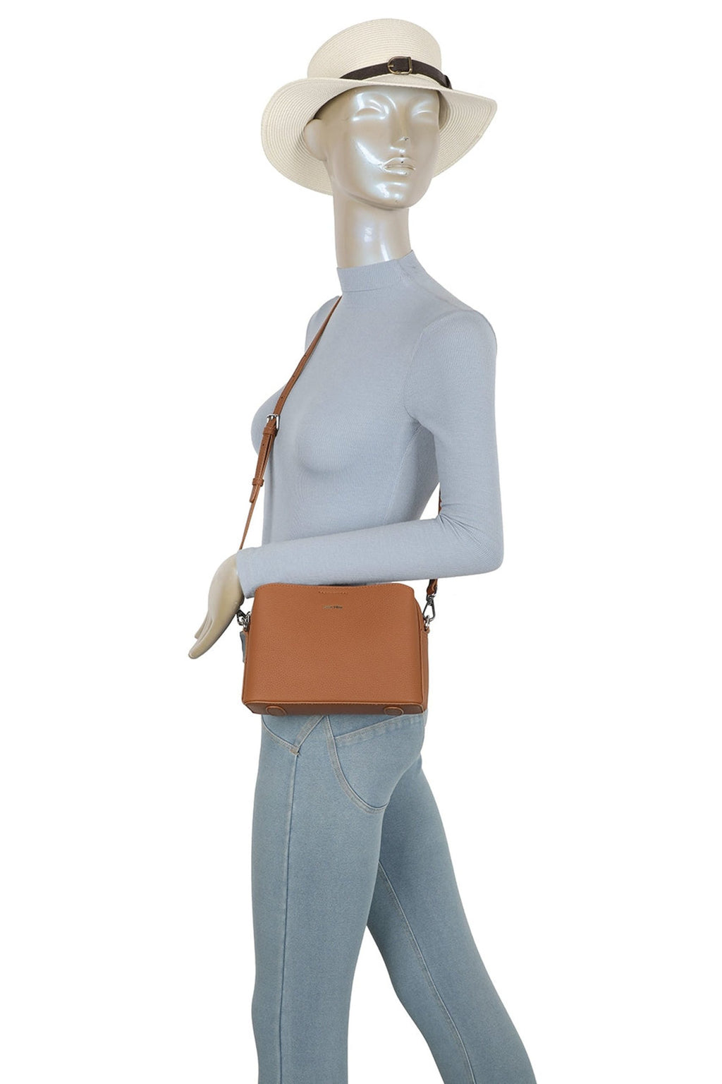 Real Leather Compact Crossbody Wide Strap Shoulder Bag image 7