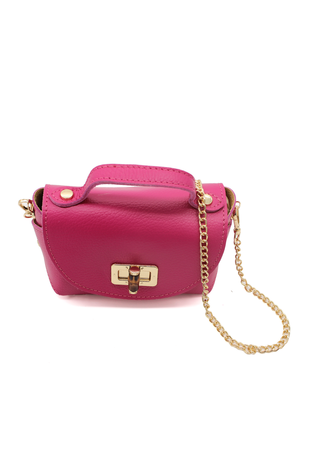 Genuine Italian Leather Crossbody Bag with Chain Strap and Twist Lock Closure image 3