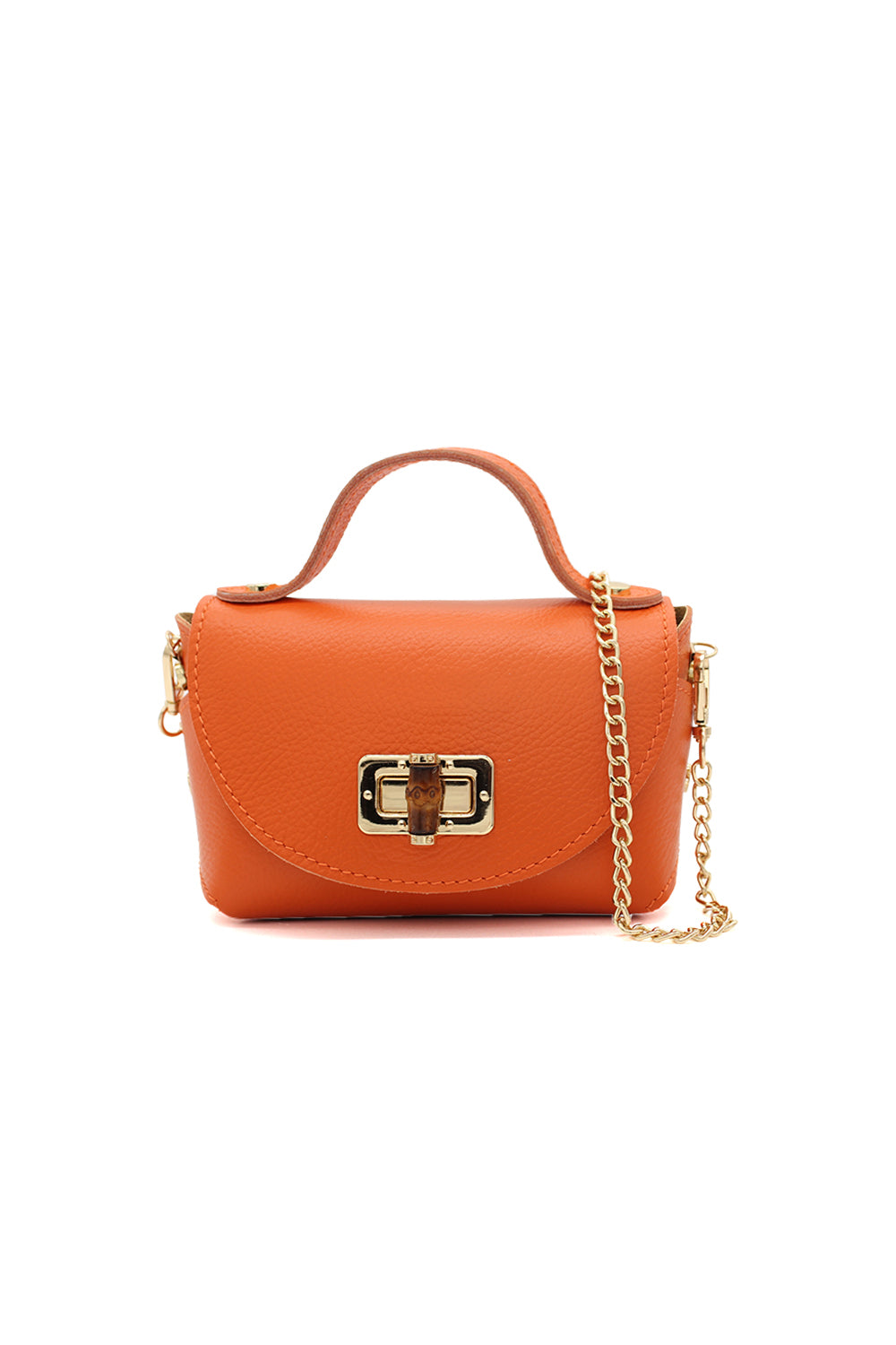 Genuine Italian Leather Crossbody Bag with Chain Strap and Twist Lock Closure image 15