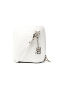 Small Italian Leather Handbag Crossbody Bag With Kitise Kitty Charm - White image