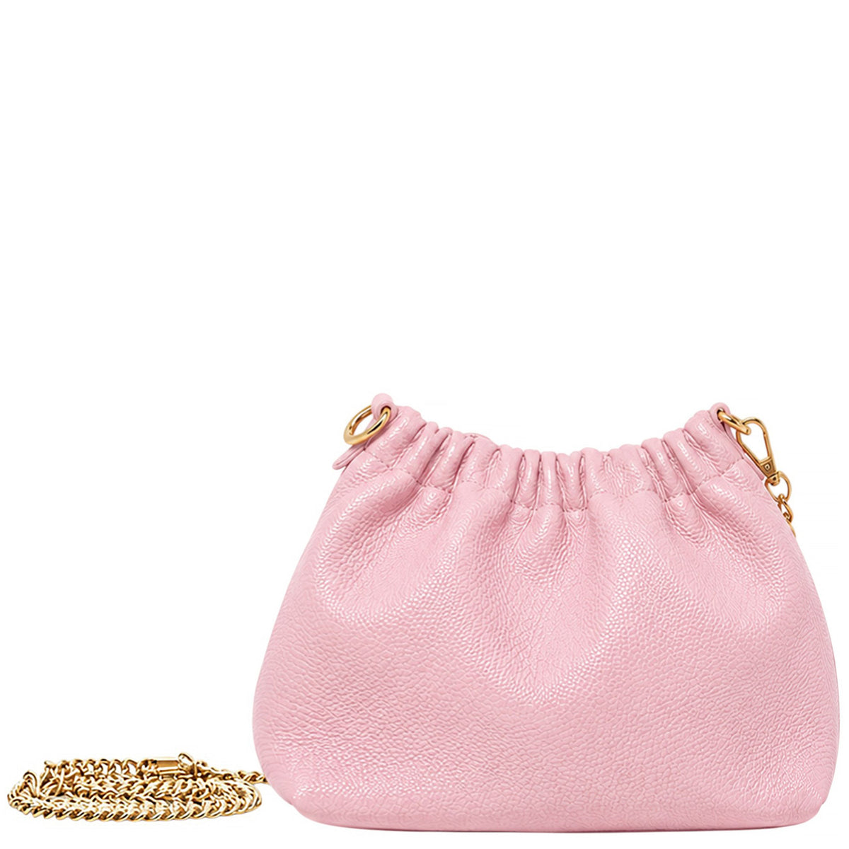 Elegant Genuine Italian Grained Leather Pouch Clutch Bag - PINK image