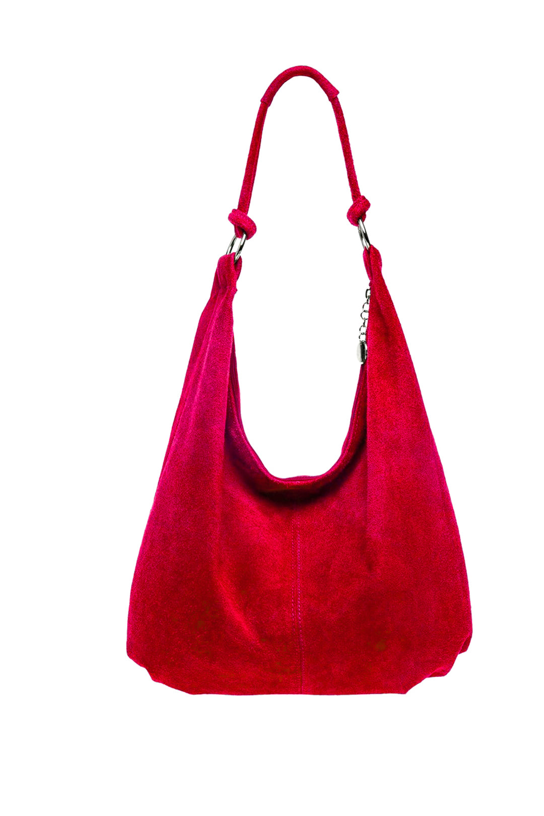 Large Slouch Italian Suede Leather Hobo Tote Bag - Red image