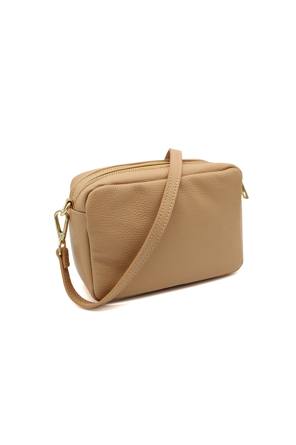 Italian Genuine Leather Crossbody Bag with Double Zipper Compartments image 16