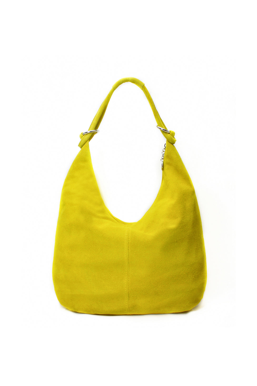 Large Slouch Italian Suede Leather Hobo Tote Bag - Yellow image