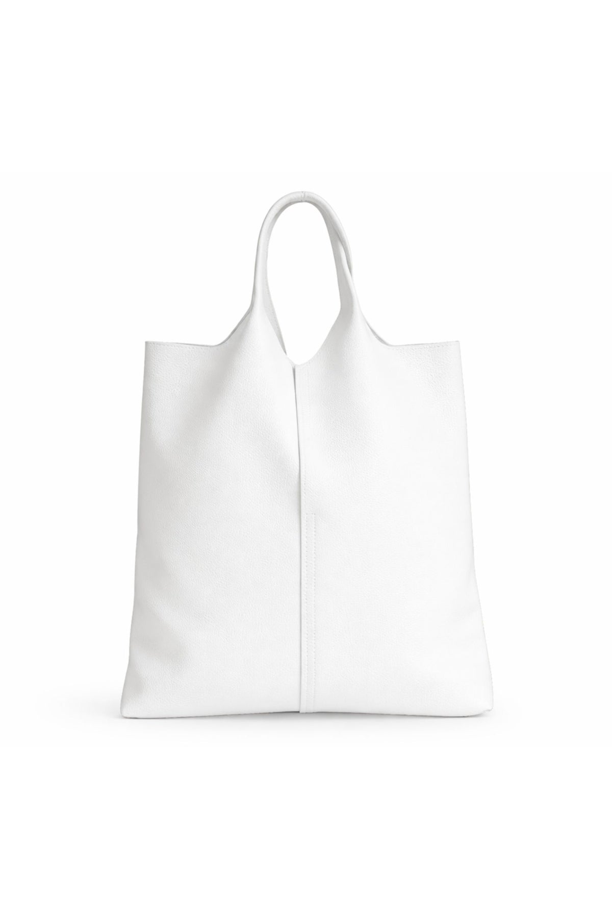 Italian Genuine Leather Minimalist Tote Shoulder Bag - White image