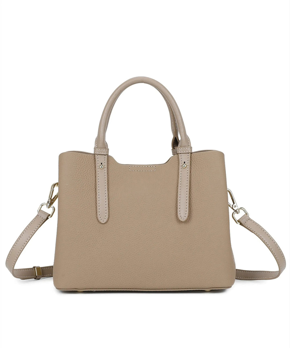 Top Designer Genuine Leather Tote Satchel Handbag - ALMOND image