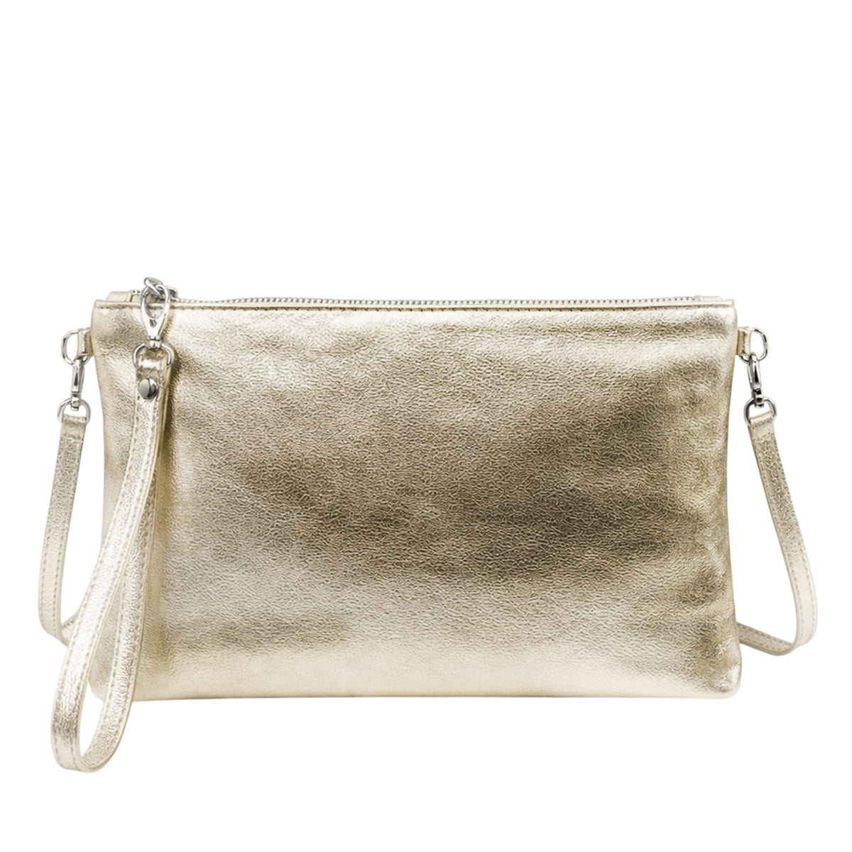 Genuine Metallic Leather Clutch Bag Small Shoulder Purse image 0