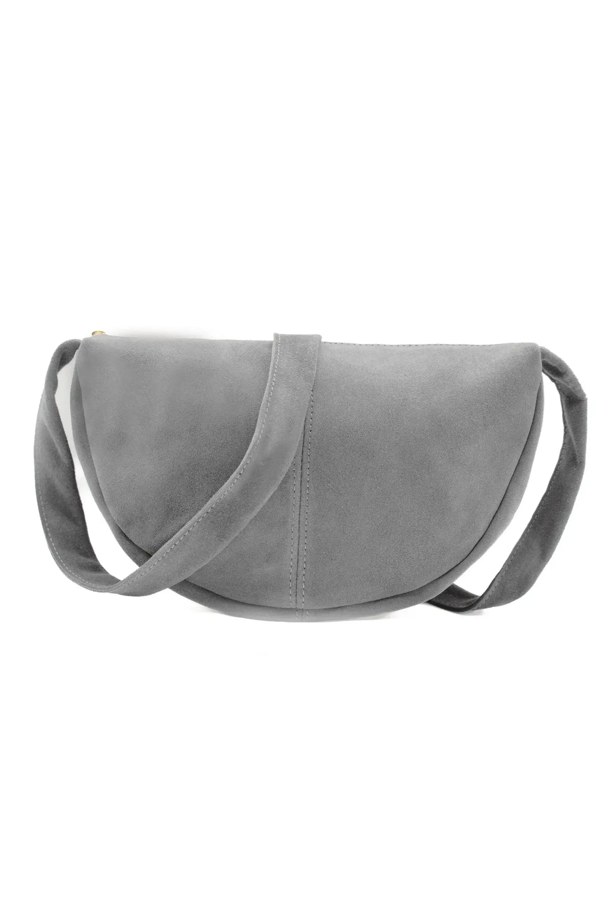 Italian Fashion Suede Leather Shopper Tote Shoulder Bag - LIGHT GREY image