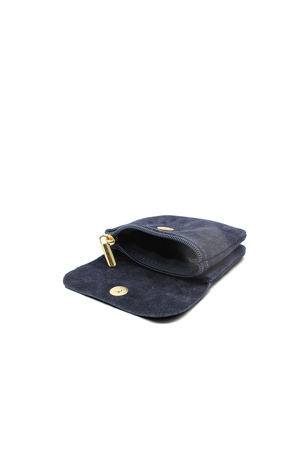 Compact Snap Button Slim Fit Italian Genuine Suede Purse image 8