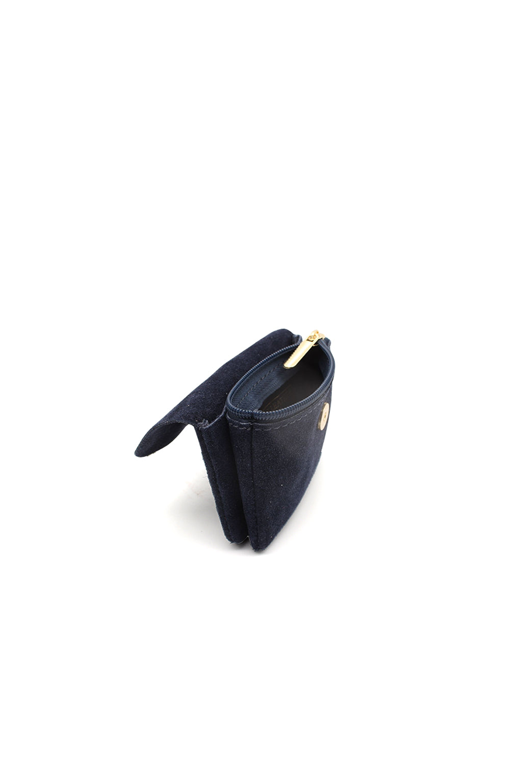 Compact Snap Button Slim Fit Italian Genuine Suede Purse image 7