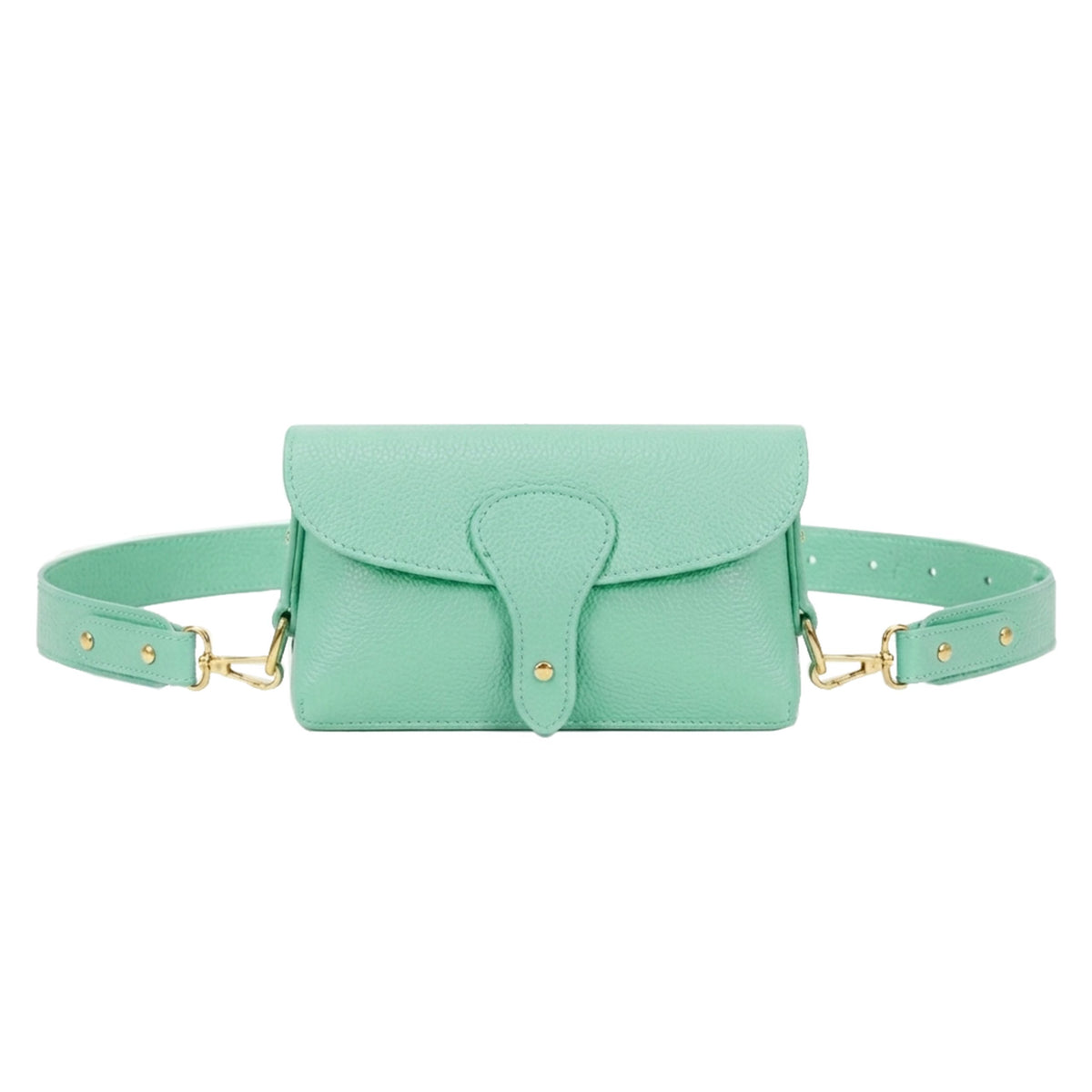 Genuine Leather Magnetic Flap Small Crossbody Handbag - MINT image