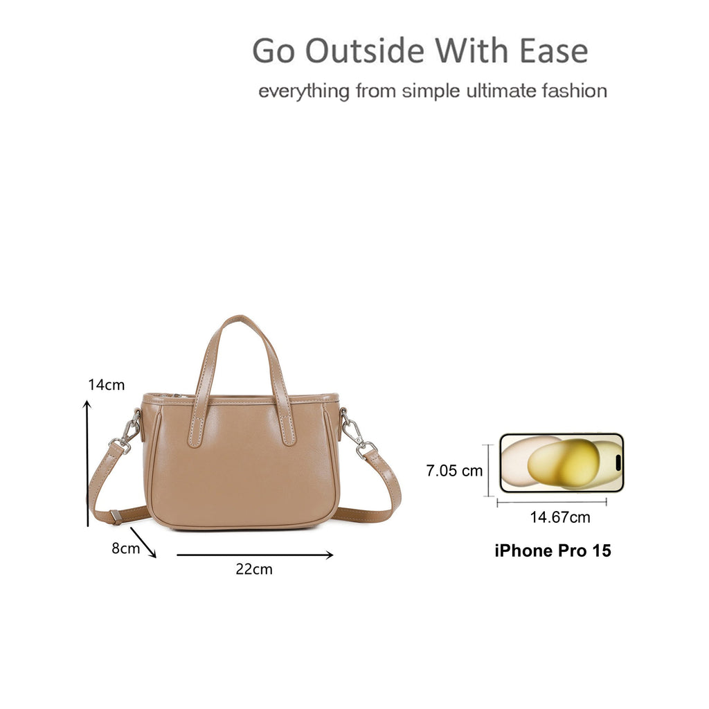Sleek Design Compact Genuine Leather Shoulder Handbag image 1