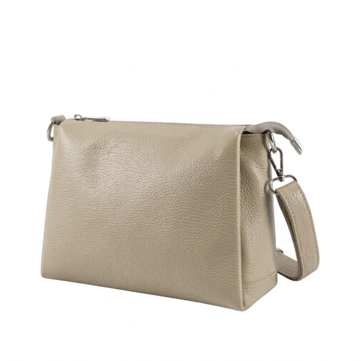 Genuine Leather Multi-Compartment Small Shoulder Handbag - KHAKI image