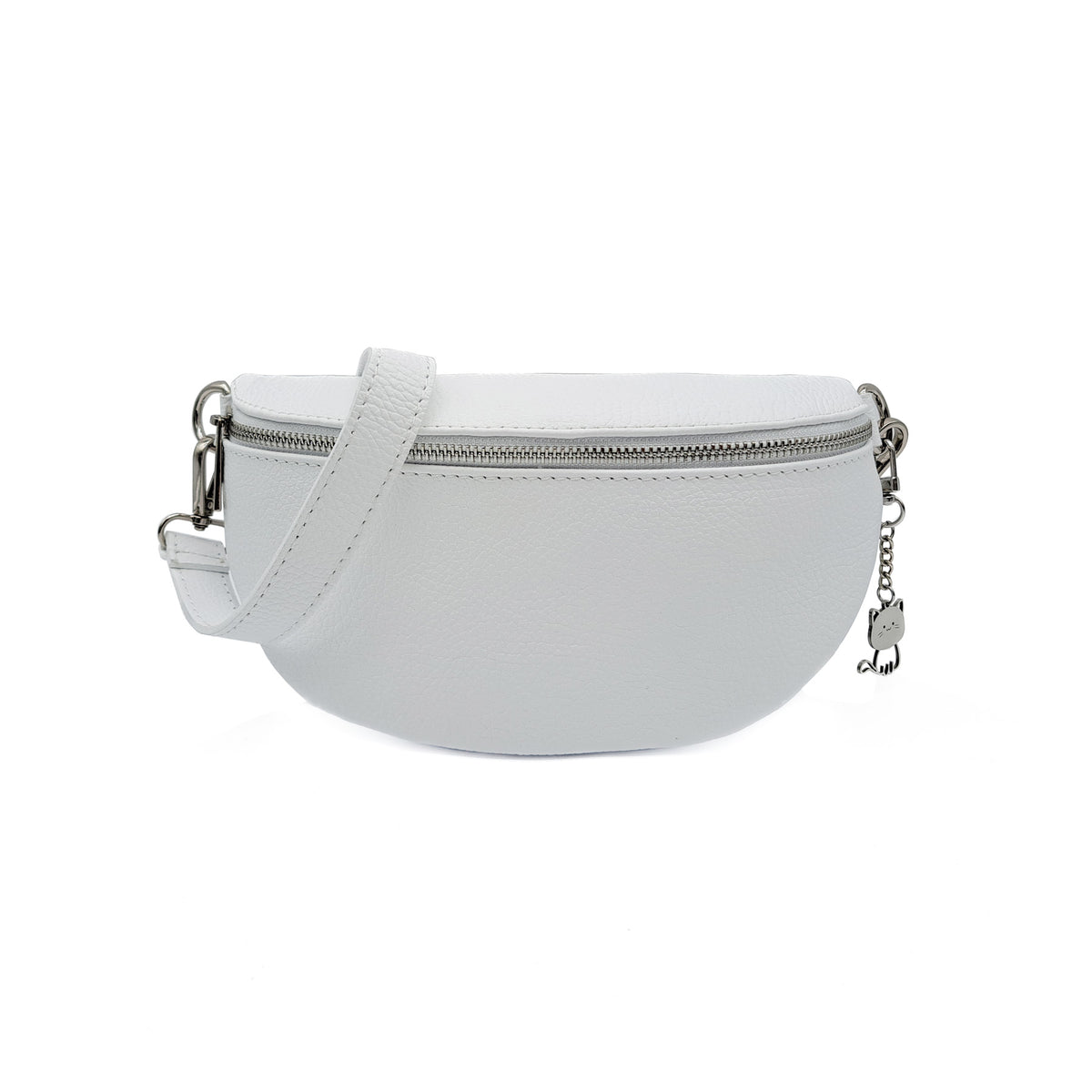 Italian Real Leather Bum Bag Style Crossbody Bag - WHITE image