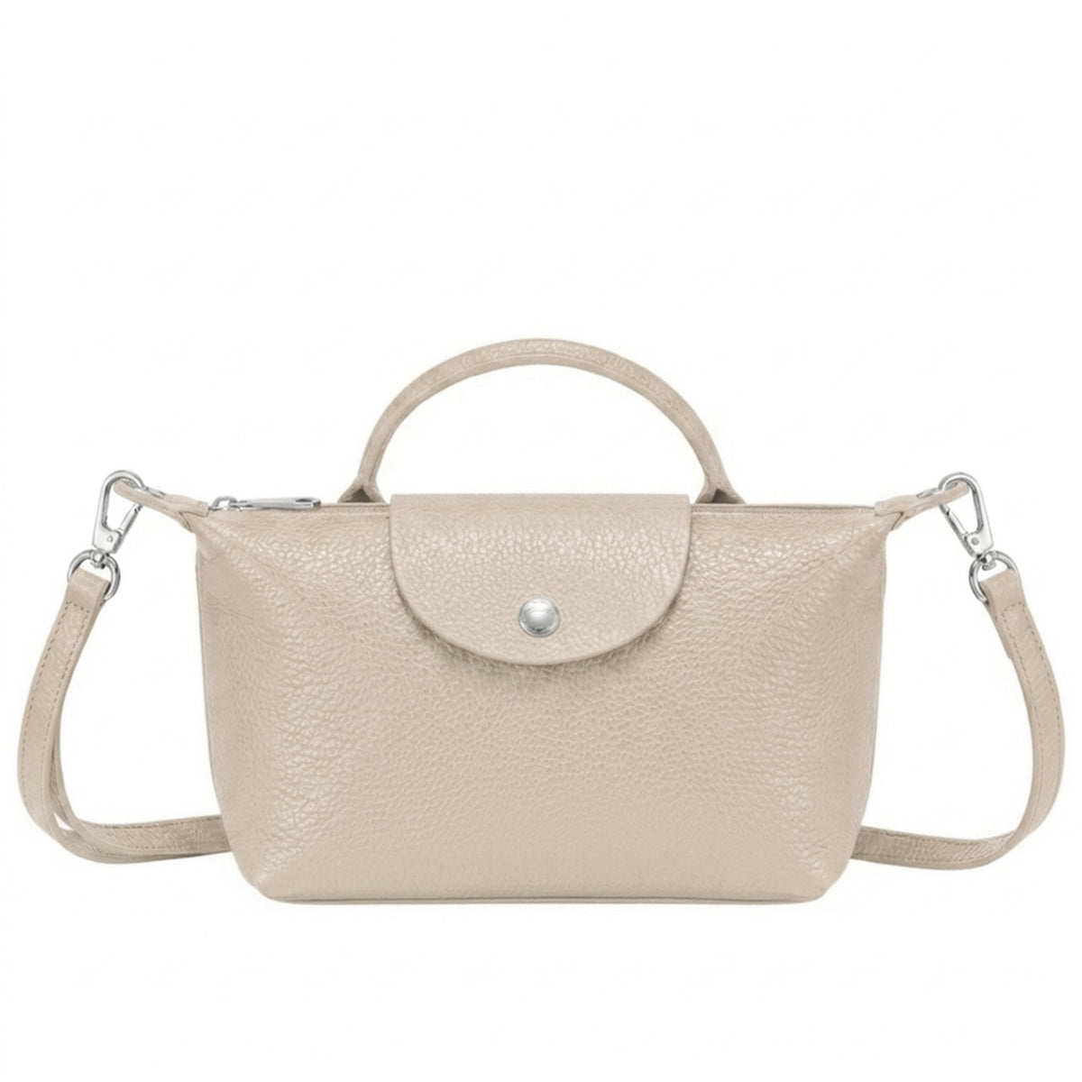 Italian Leather Top Handle Mini Crossbody Shoulder Handbag - LIGHT BEIGE image