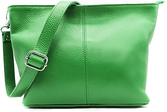 Small Genuine Practical Italian Leather Shoulder Messenger Handbag - Green image