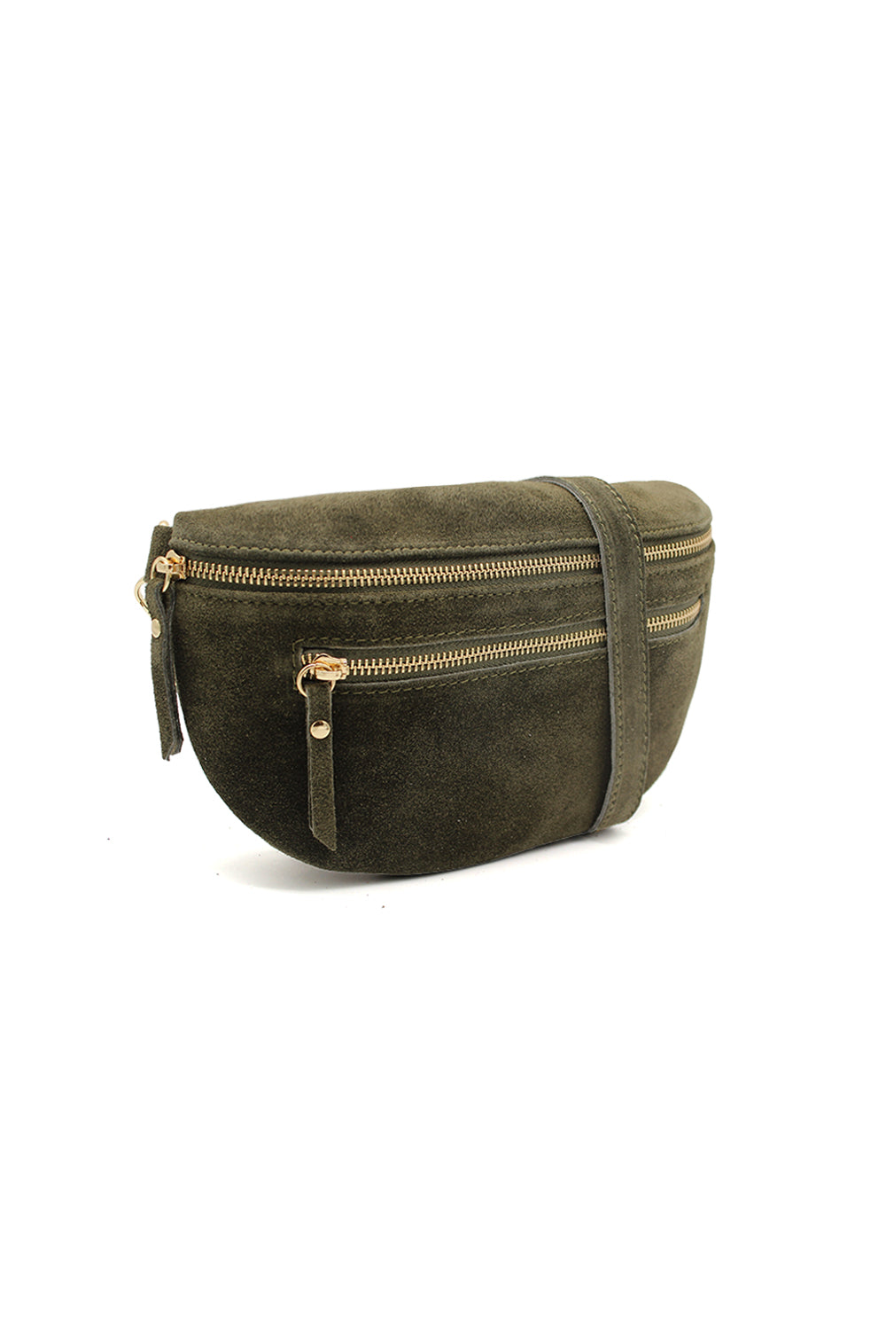 Genuine Italian Suede Sling Crossbody Bag with Dual Zipper Compartments image 8