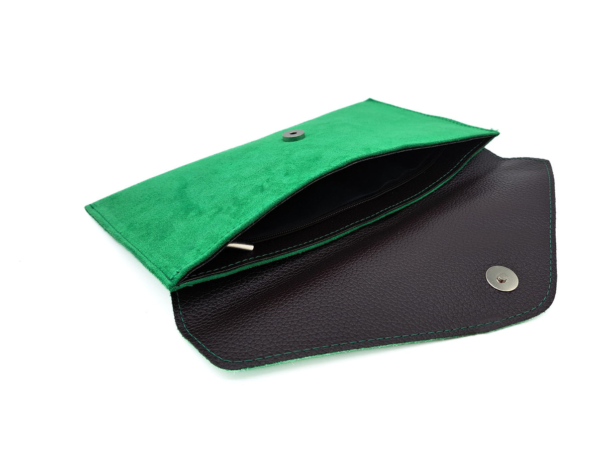 Genuine Italian Suede Envelope Style Cluth Bag Purse Flat Messenger Handbag image 4