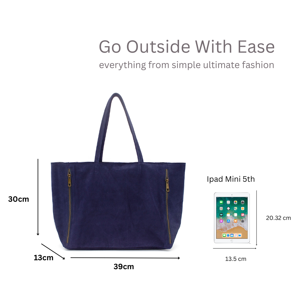 Italian Real Suede Large Handle Slouch Tote Shoulder Bag image 1