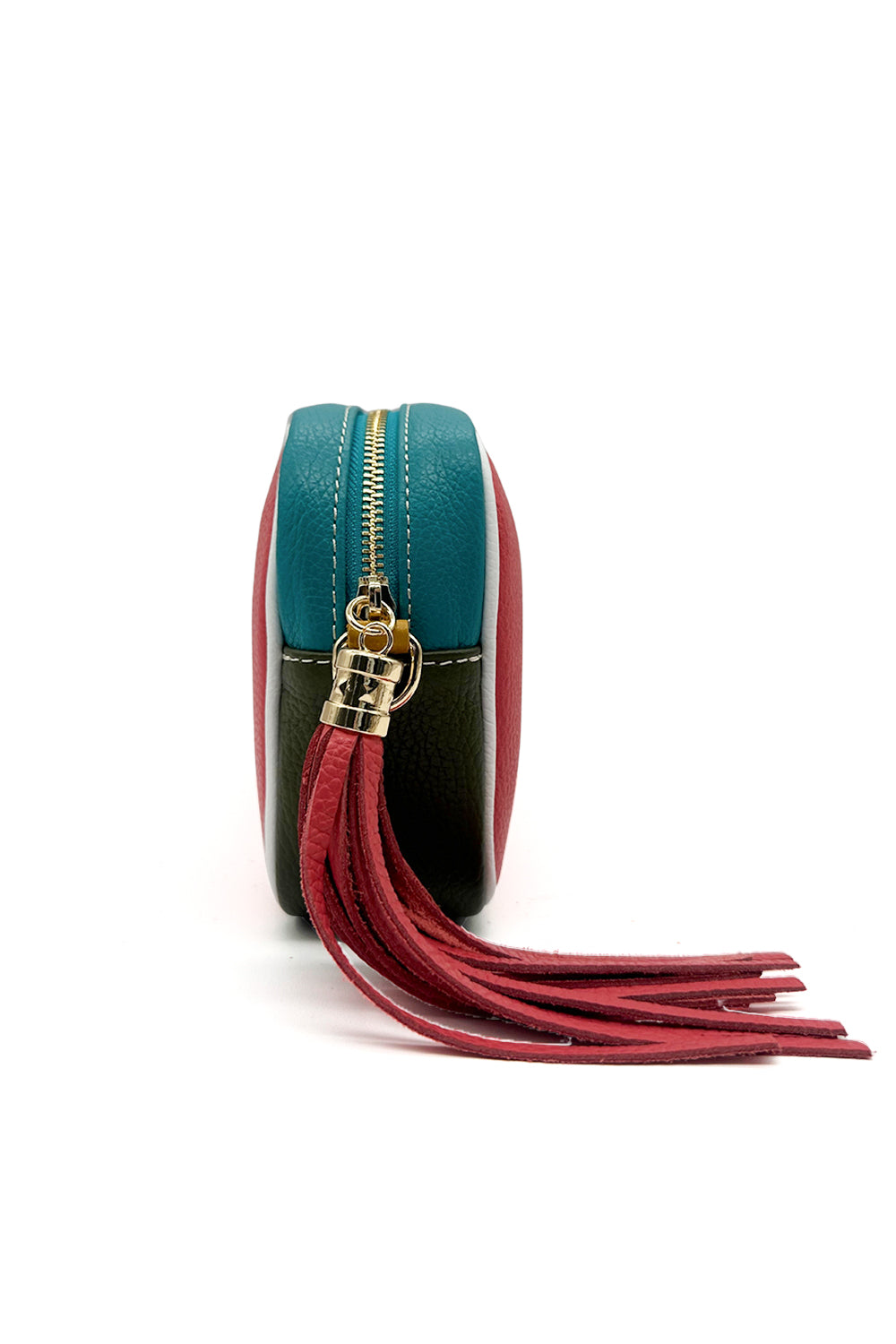Italian Leather Colorblock Crossbody Camera Bag with Tassel image 2