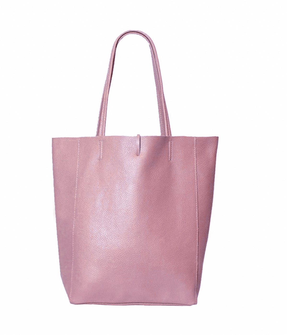 Soft Slouch Genuine Italian Leather Large Shopper Tie Closure Style Tote Handbag - Pink image