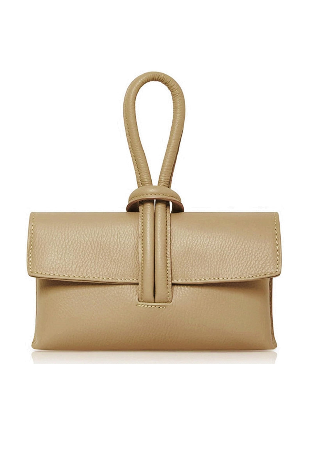Genuine Italian Leather Small Clutch Crossbody Bag - Khaki image