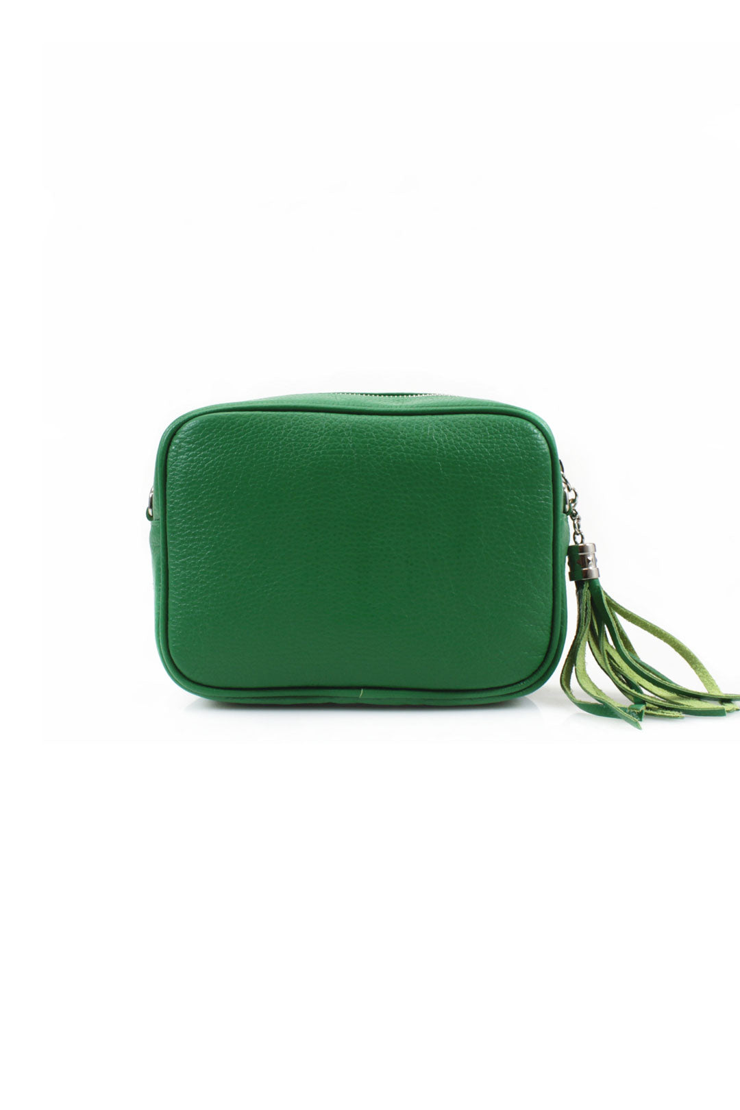 Tassel Charm Genuine Italian Leather Camera Handbag Crossbody Bag - Green image