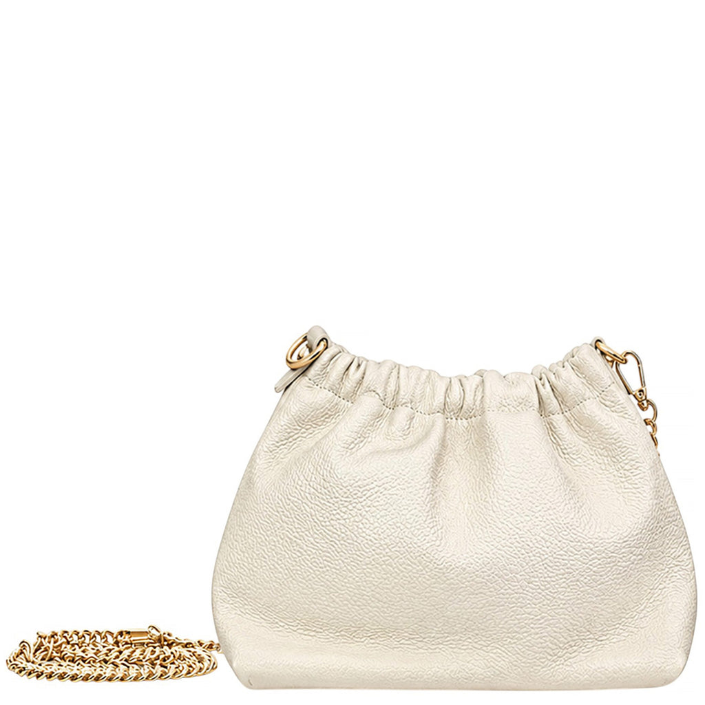 Elegant Genuine Italian Grained Leather Pouch Clutch Bag - BEIGE image