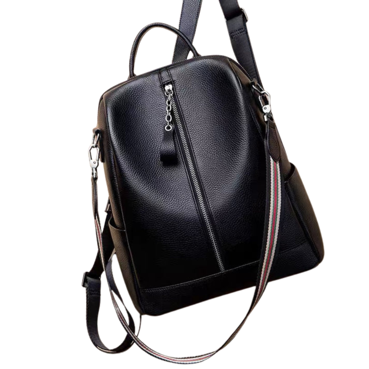 Multi-Strap Design Genuine Leather Convertible Backpack image 2