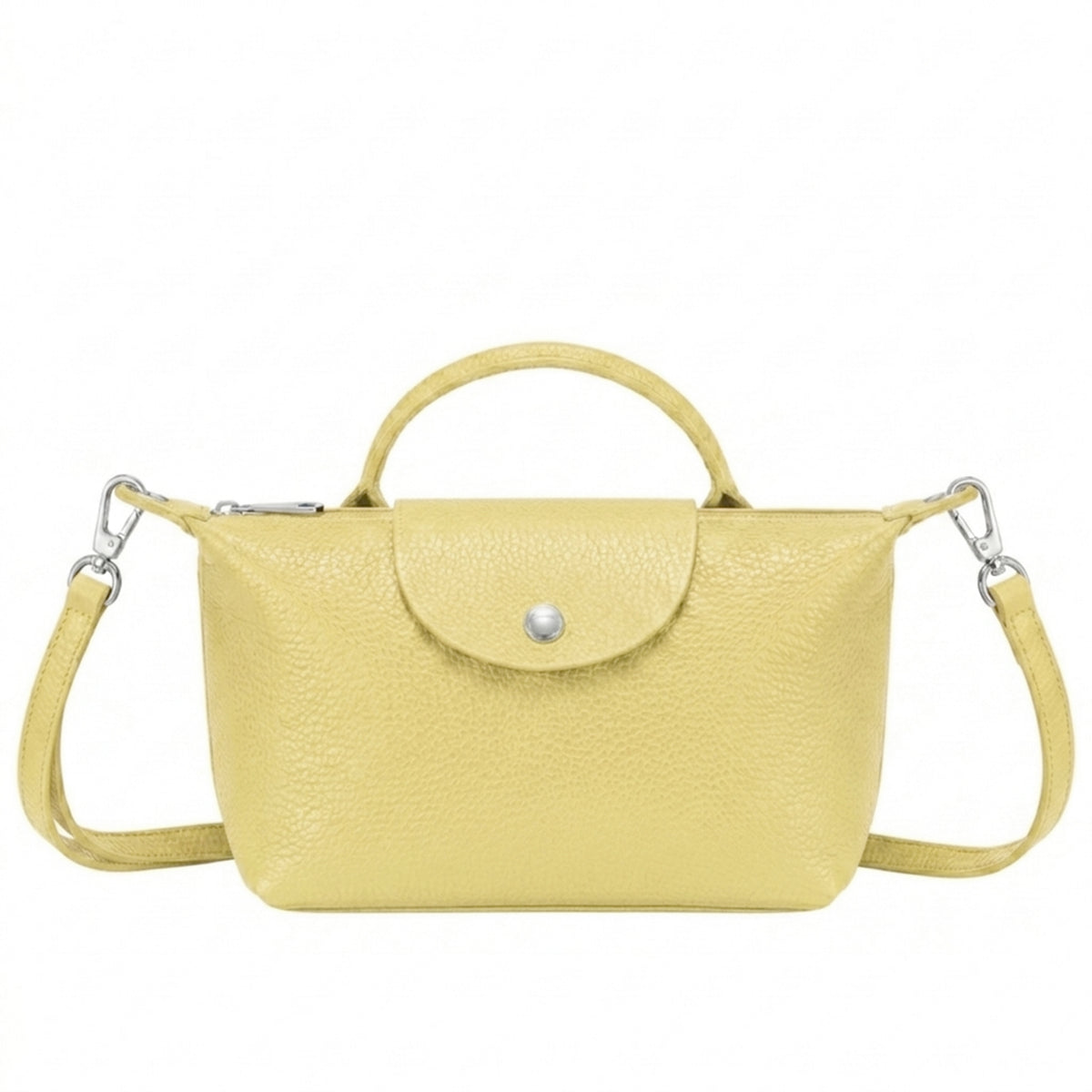 Italian Leather Top Handle Mini Crossbody Shoulder Handbag - YELLOW image