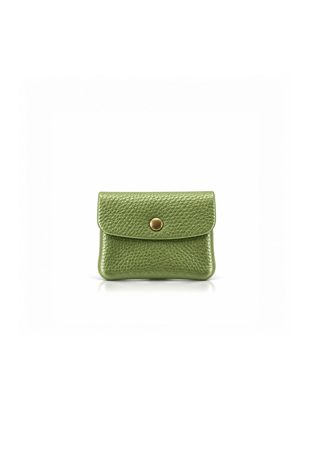 Genuine Italian Leather Compact Coin Purse with Snap Closure - Moss Green image
