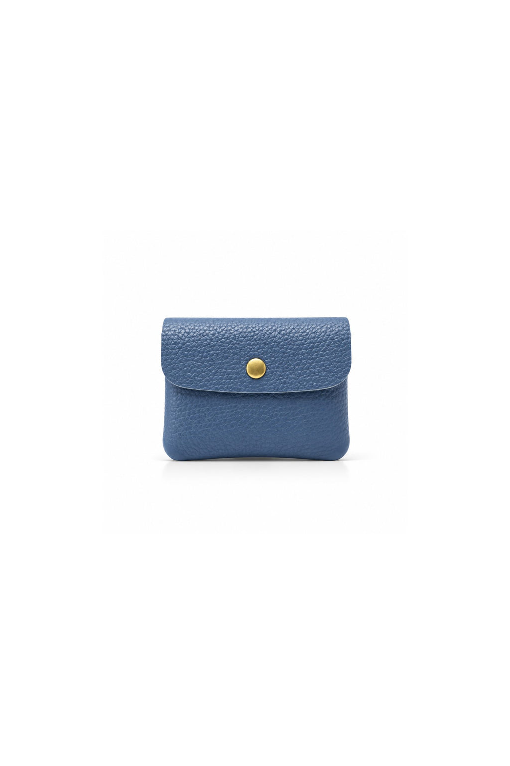 Genuine Italian Leather Compact Coin Purse with Snap Closure - Blue image