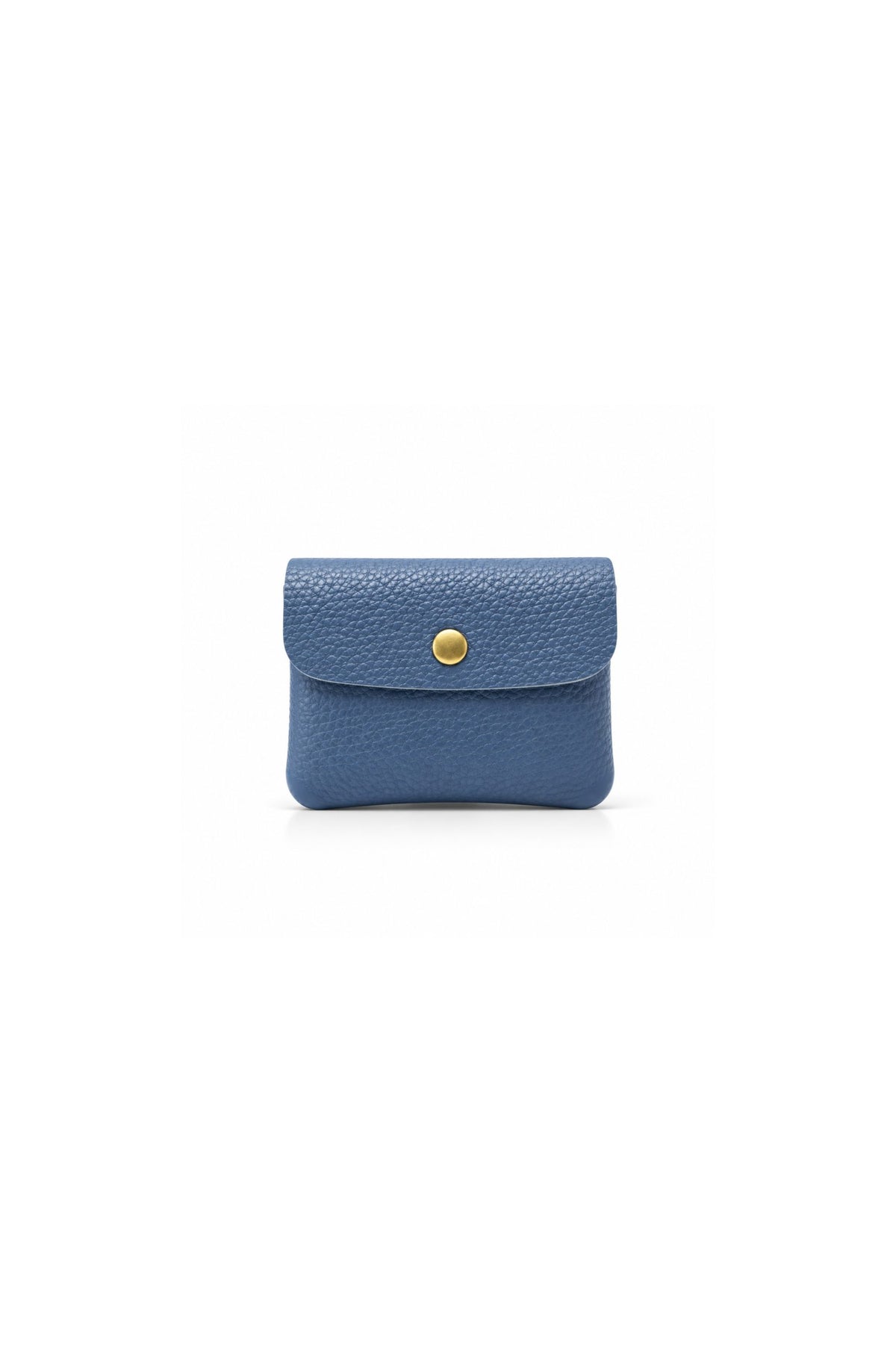 Genuine Italian Leather Compact Coin Purse with Snap Closure - Blue image