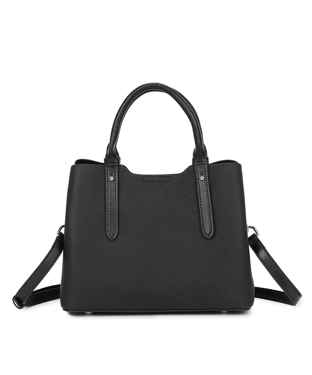 Top Designer Genuine Leather Tote Satchel Handbag - BLACK image