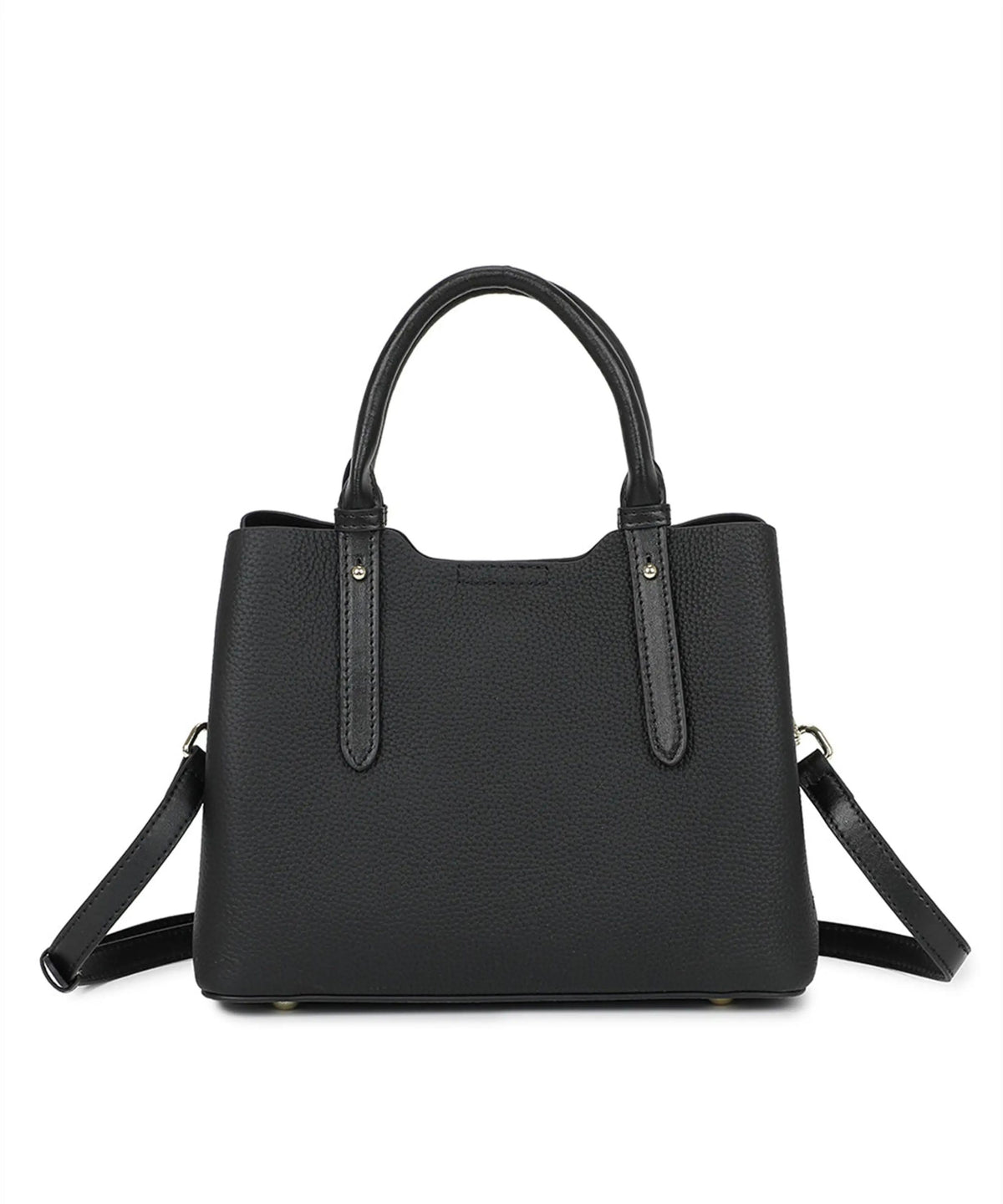 Top Designer Genuine Leather Tote Satchel Handbag - BLACK image