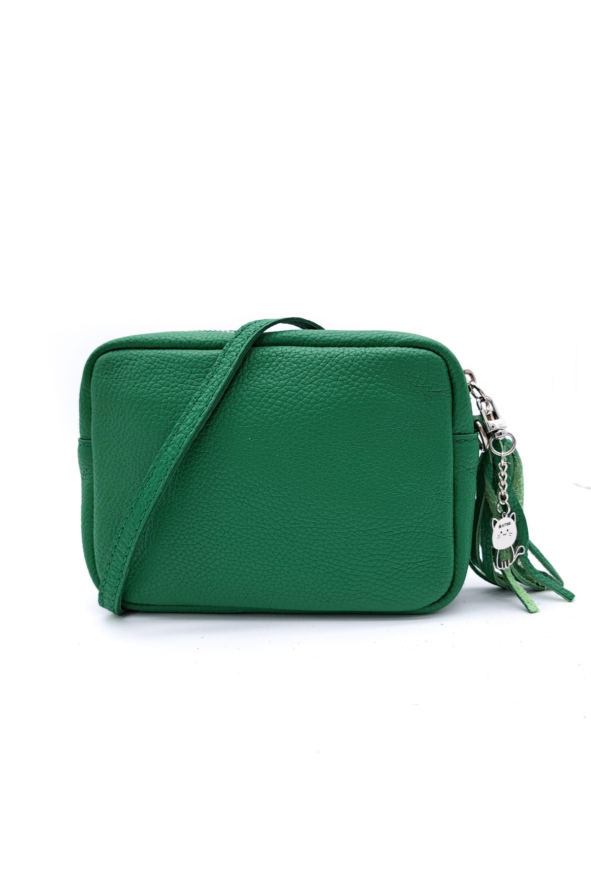 Mini Tassel Italian Genuine Leather Purse Crossbody Bag With Tassel - Green image