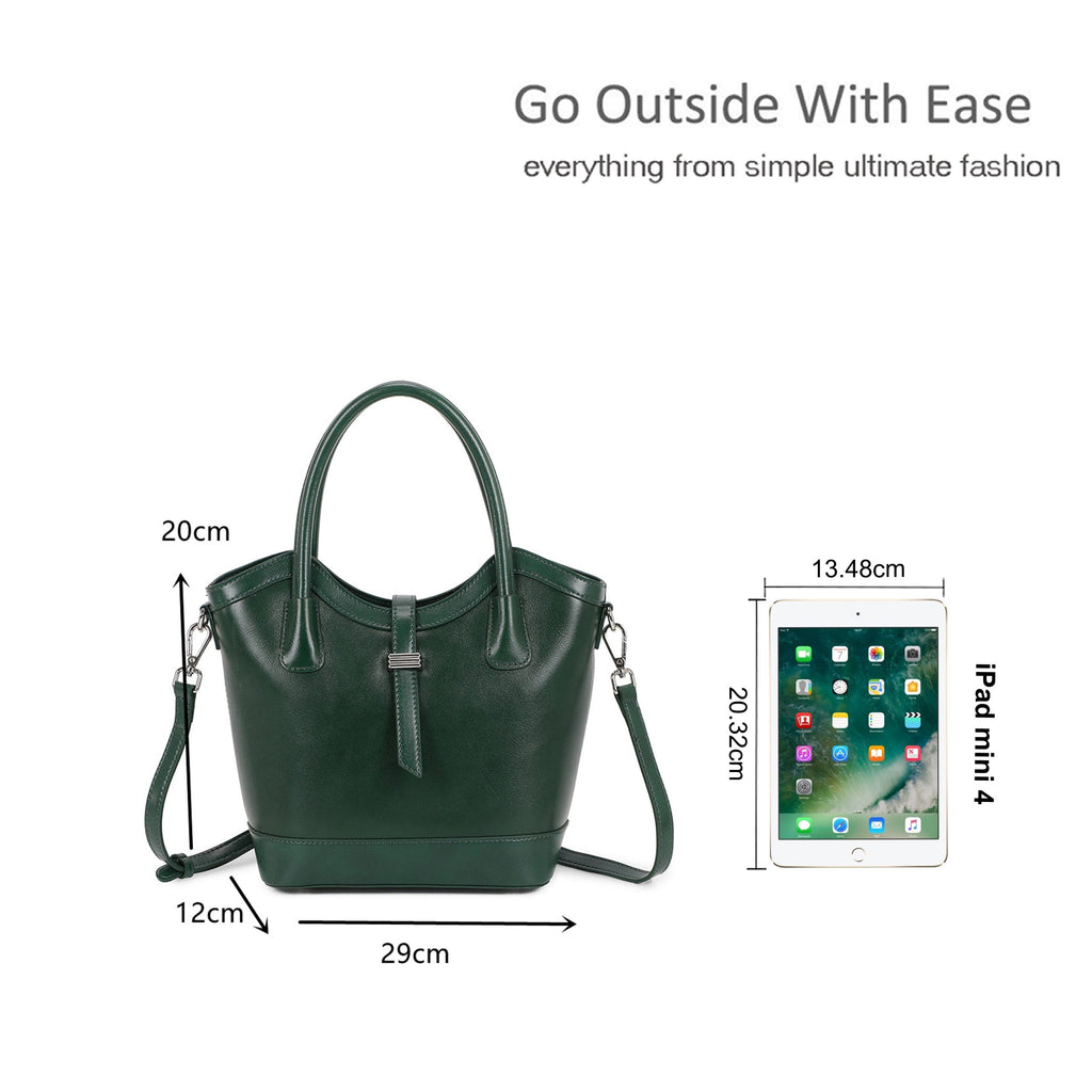 Versatile  Structured Design Genuine Leather Handbag image 1