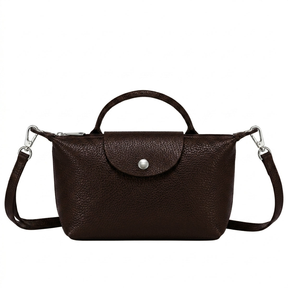 Italian Leather Top Handle Mini Crossbody Shoulder Handbag - COFFEE image