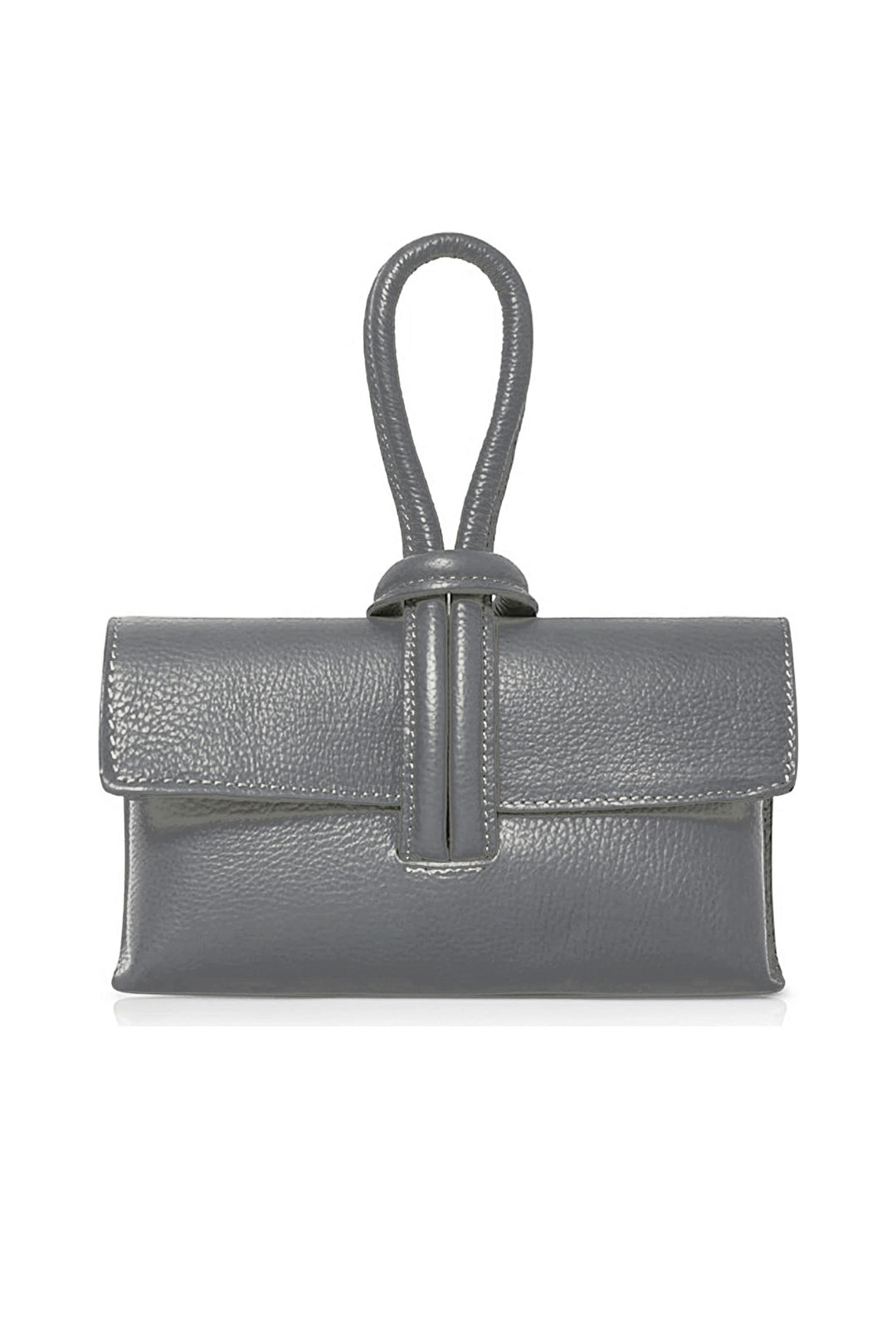 Genuine Italian Leather Small Clutch Crossbody Bag - Dark Grey image