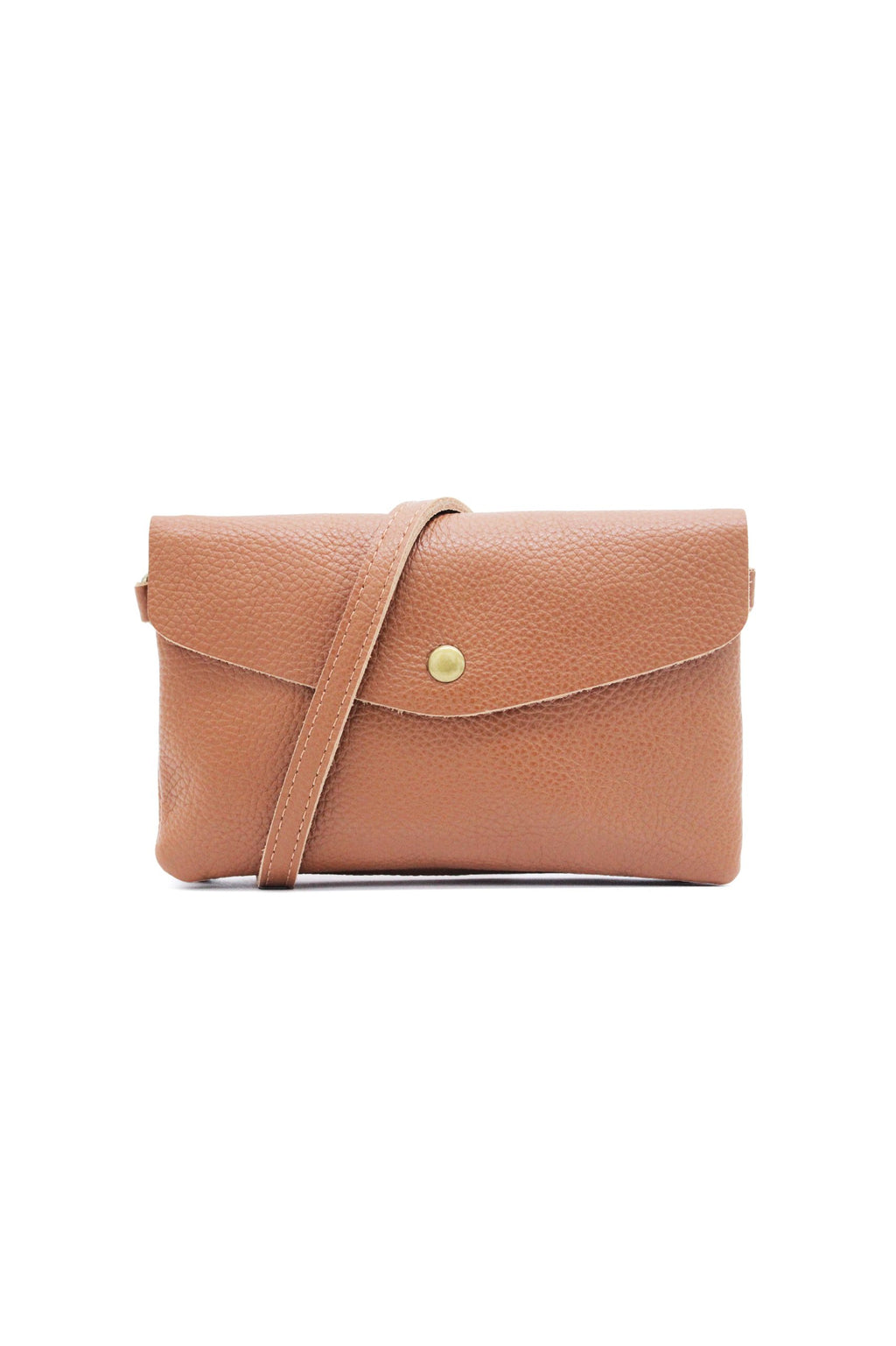 Genuine Leather Small Crossbody Purse with Double Compartments - Brown image