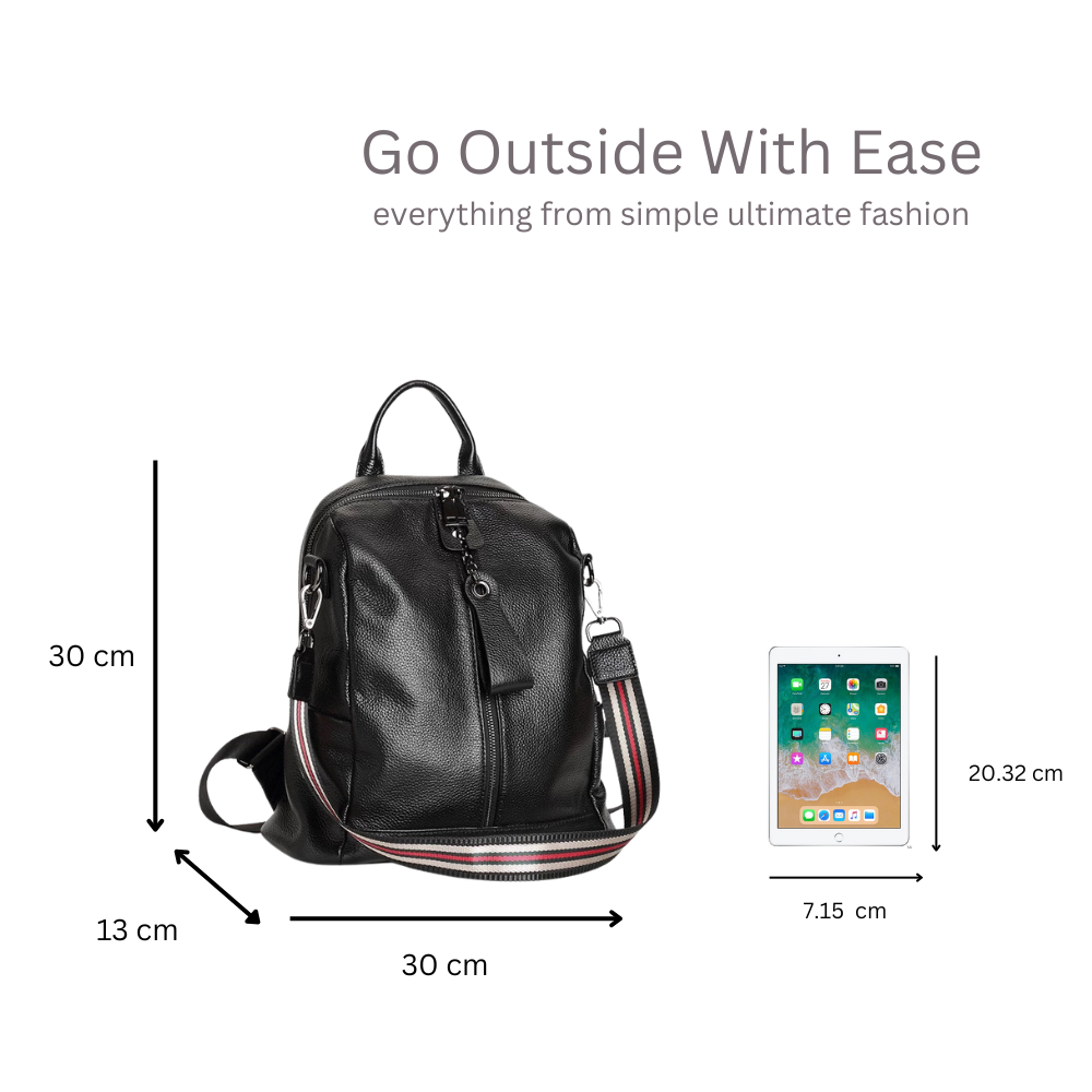 Multi-Strap Design Genuine Leather Convertible Backpack image 1