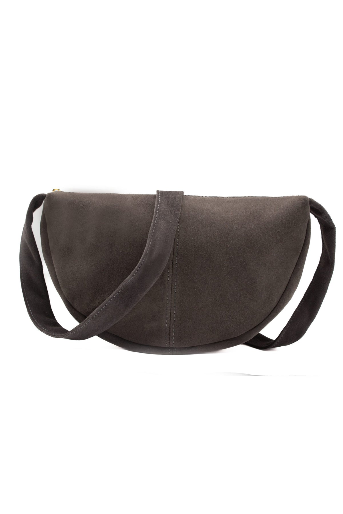 Italian Fashion Suede Leather Shopper Tote Shoulder Bag - GREY image